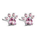 Rose Gold Paw Jewelry Set – 4 Pieces With Zirconia Heart (Ring, Necklace, Earrings, Bracelet)