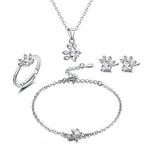 Rose Gold Paw Jewelry Set – 4 Pieces With Zirconia Heart (Ring, Necklace, Earrings, Bracelet)