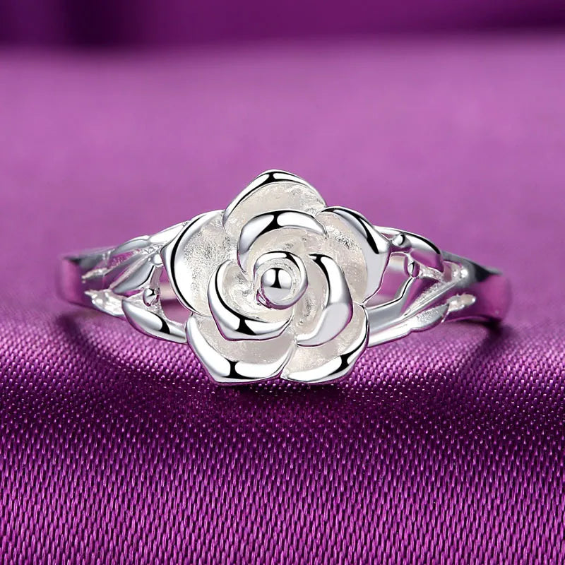 Steel Blue Rose Ring