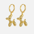 Gold Huggie Earrings With Mini Balloon Dog Charm