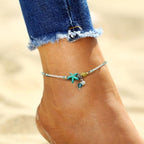 Star And Shell Anklet Bracelet With Natural Stones