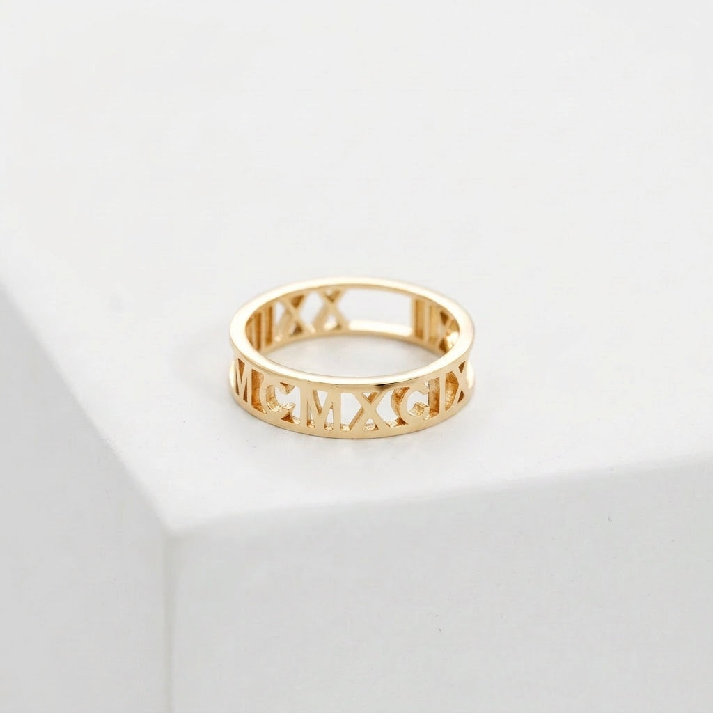 Custom Roman Numerals Ring