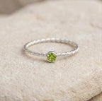 Twisted Birthstone Silver Colored Ring