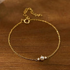 Freshwater Pearl Bracelet with CZ Diamonds