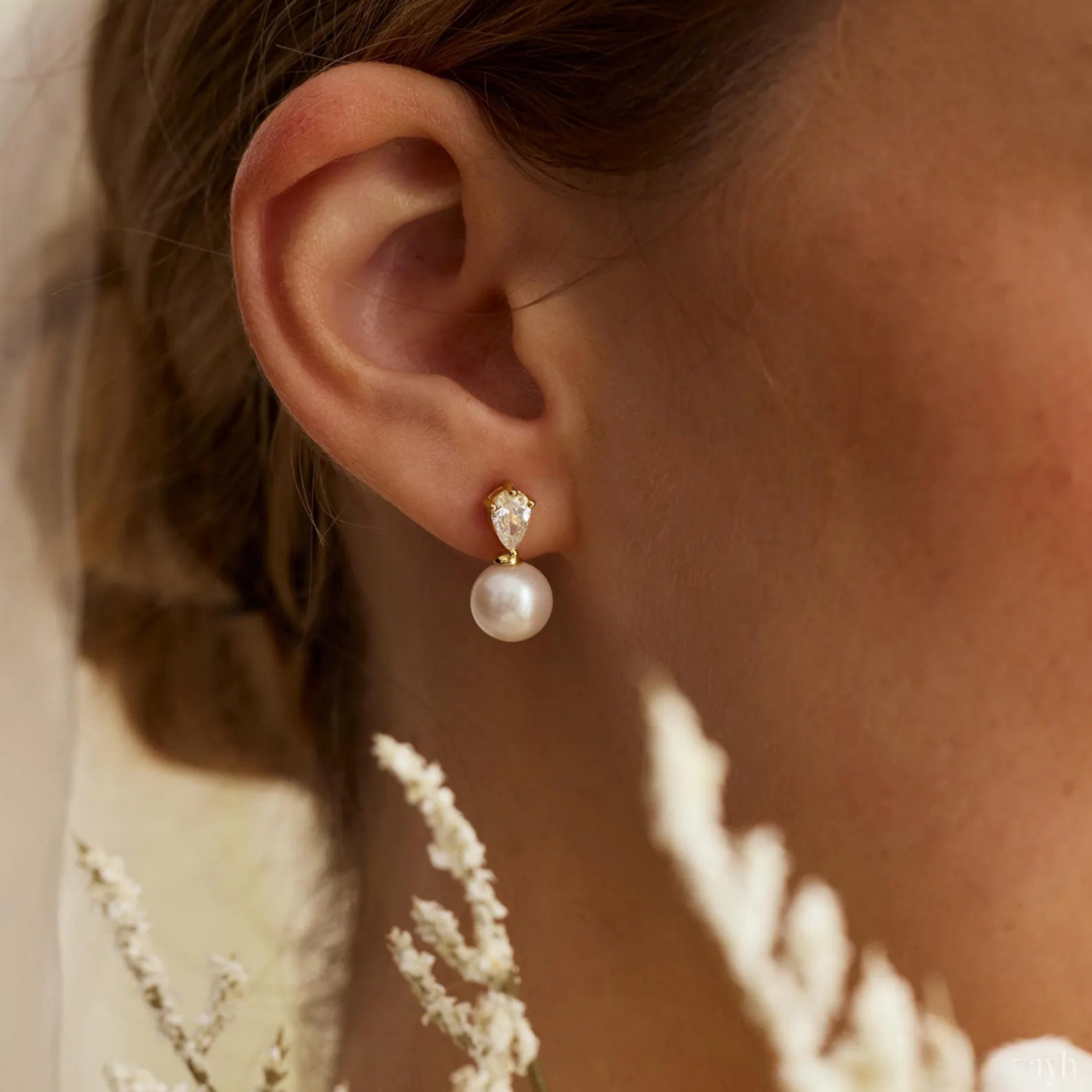 Natural Freshwater Pearl Tear Drop Earrings