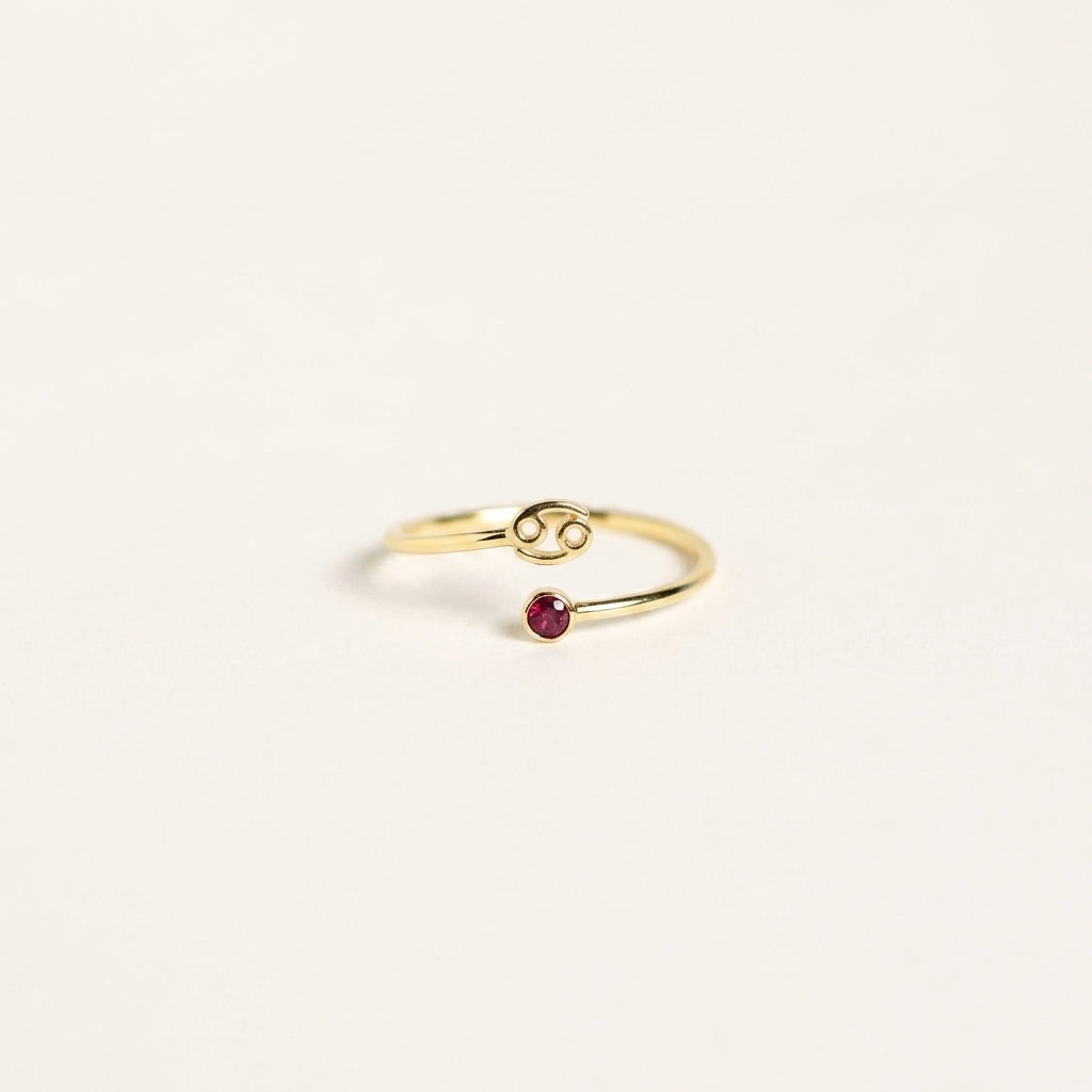 Zodiac Birthstone Adjustable Gold colored Ring