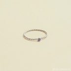 Twisted Birthstone Silver Colored Ring