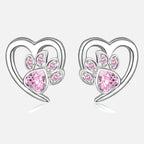 Paw And Heart Earrings With Zirconia