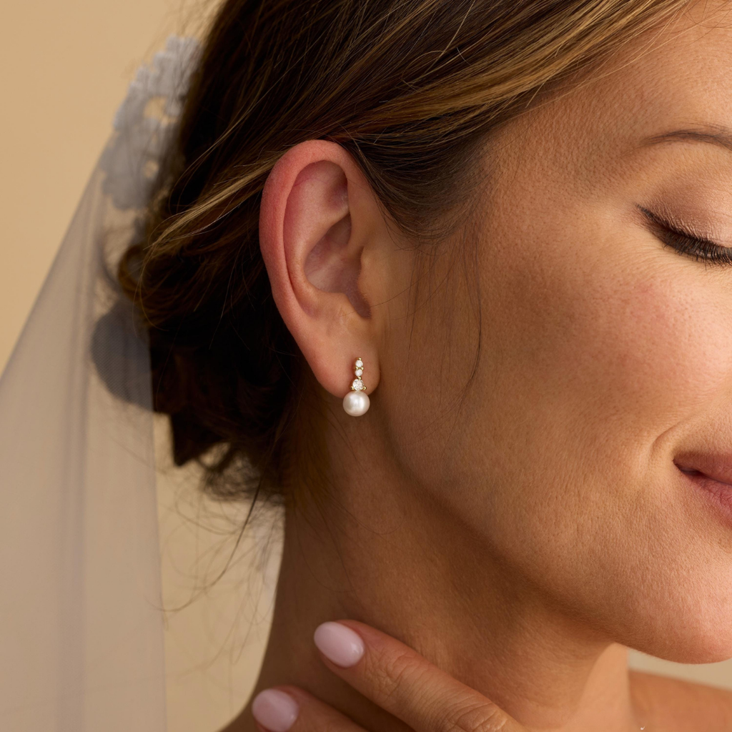 CZ Pearl Dangle Earrings