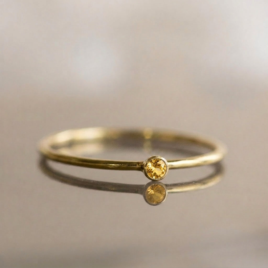 Minimalist Birthstone Gold Colored Ring