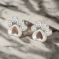 Paw Stud Earrings In Sterling Silver – With Sparkling Zirconia