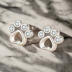 Paw Stud Earrings In Sterling Silver – With Sparkling Zirconia