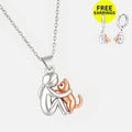 Cat Hug Pendant Necklace With Bonus Earrings – Offer