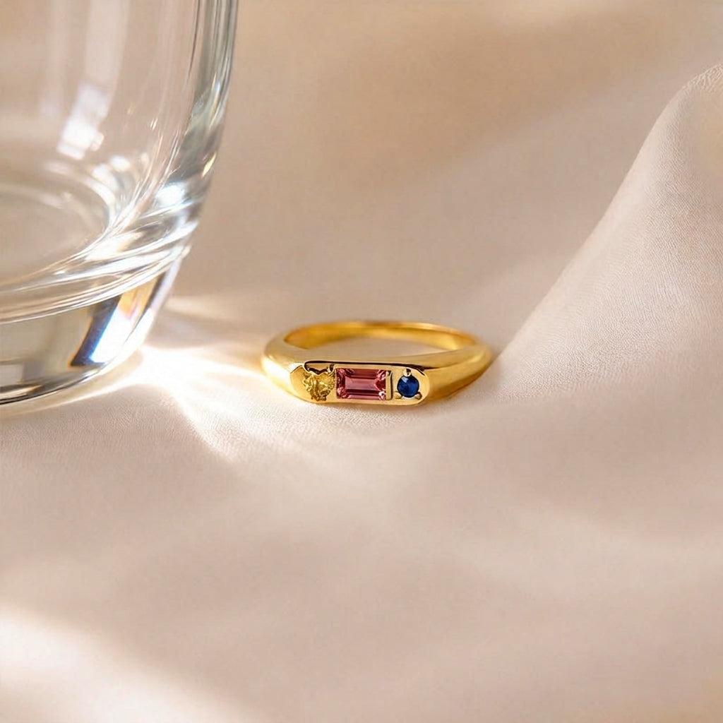 Custom Gemstone Signet Gold Colored Ring