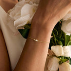 Freshwater Pearl Bracelet with CZ Diamonds