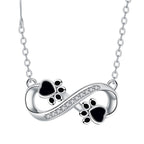 Infinity Paw Print Necklace With Zirconia