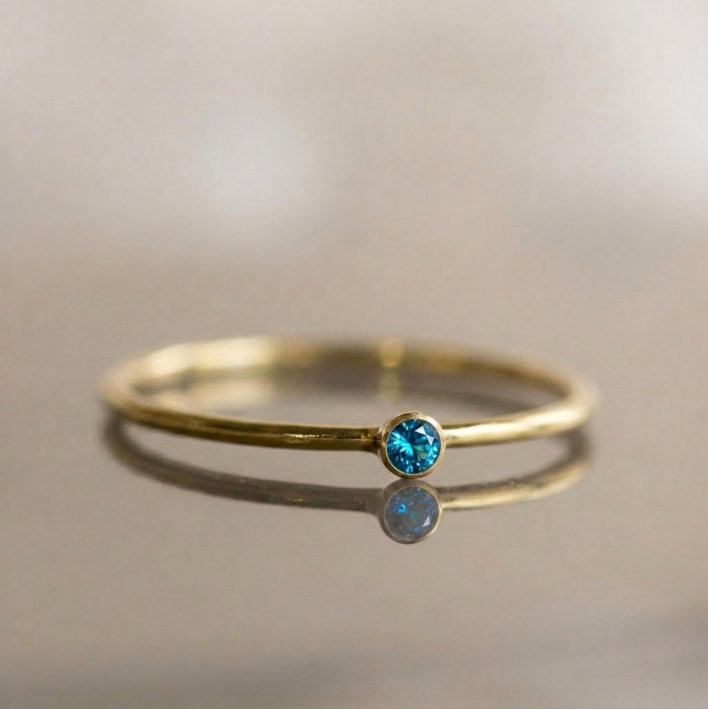 Minimalist Birthstone Gold Colored Ring