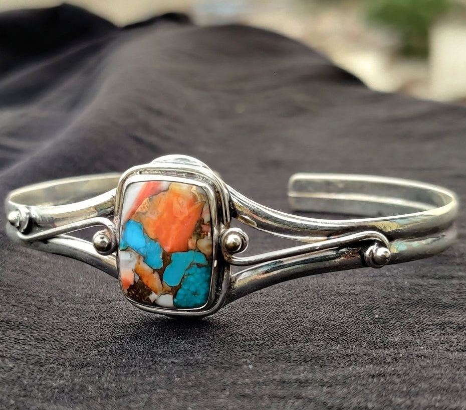 Handmade Oyster Copper Turquoise Bangle
