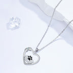 Little Feet Dog Paw Print Necklace And Zirconia