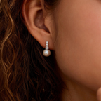 CZ Pearl Dangle Earrings