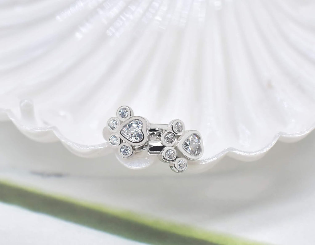 Paw Huggie Hoops With Sparkling Zirconia