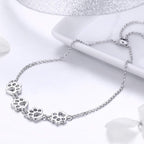 Sterling Silver Paw Print Bracelet – Adjustable Fit