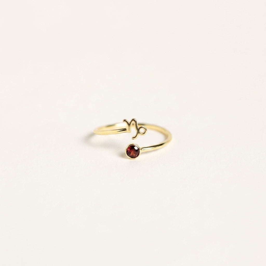 Zodiac Birthstone Adjustable Gold colored Ring