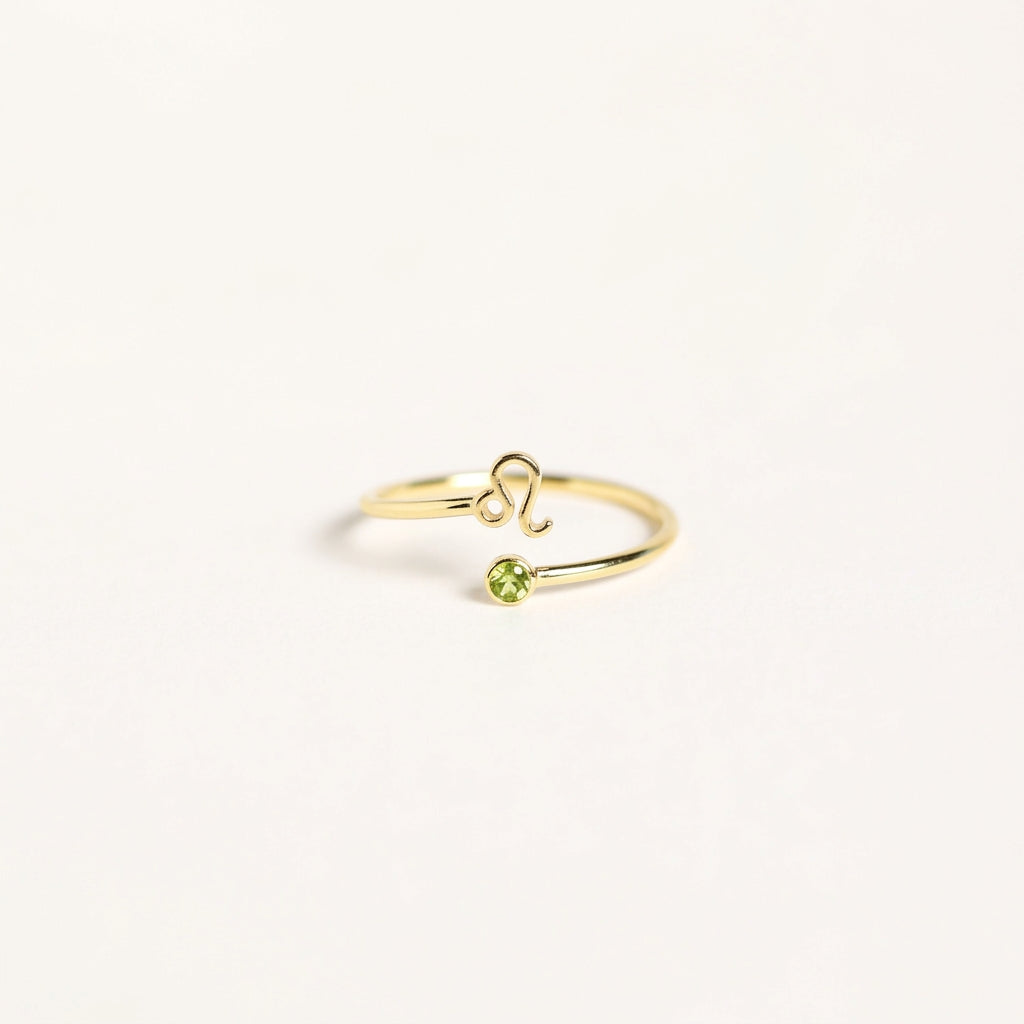 Zodiac Birthstone Adjustable Gold colored Ring
