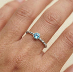 Twisted Birthstone Silver Colored Ring
