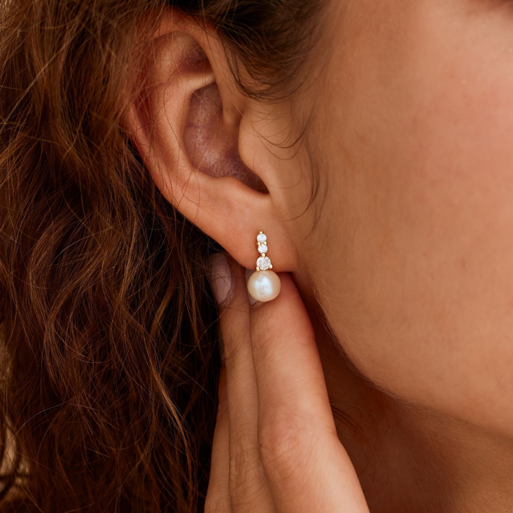 CZ Pearl Dangle Earrings