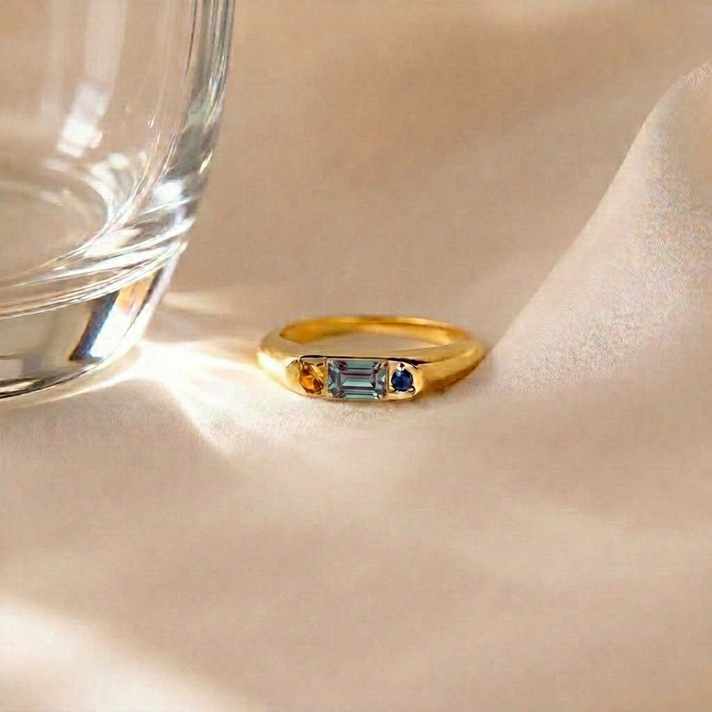 Custom Gemstone Signet Gold Colored Ring