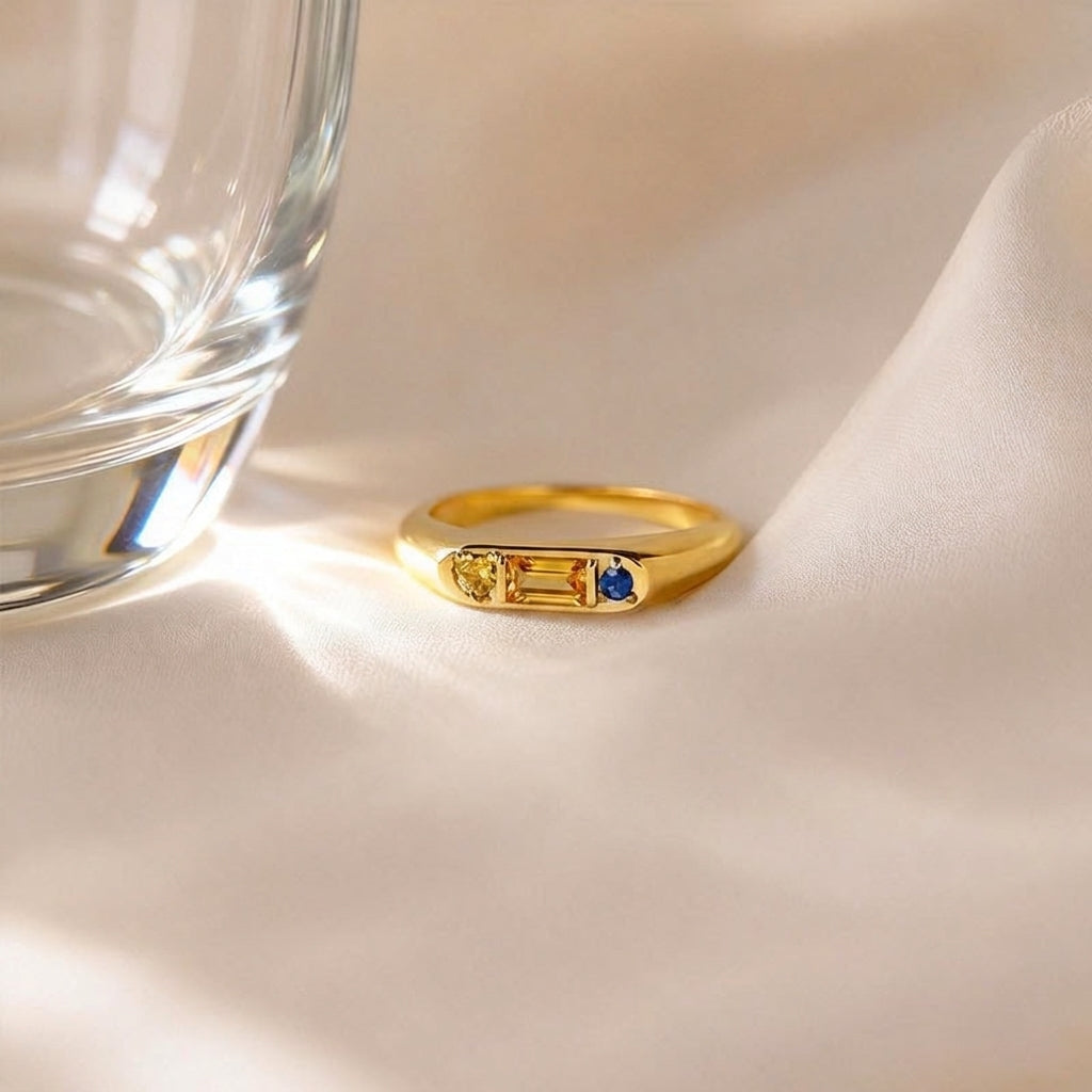 Custom Gemstone Signet Gold Colored Ring