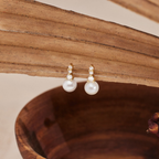 CZ Pearl Dangle Earrings