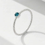 Twisted Birthstone Silver Colored Ring