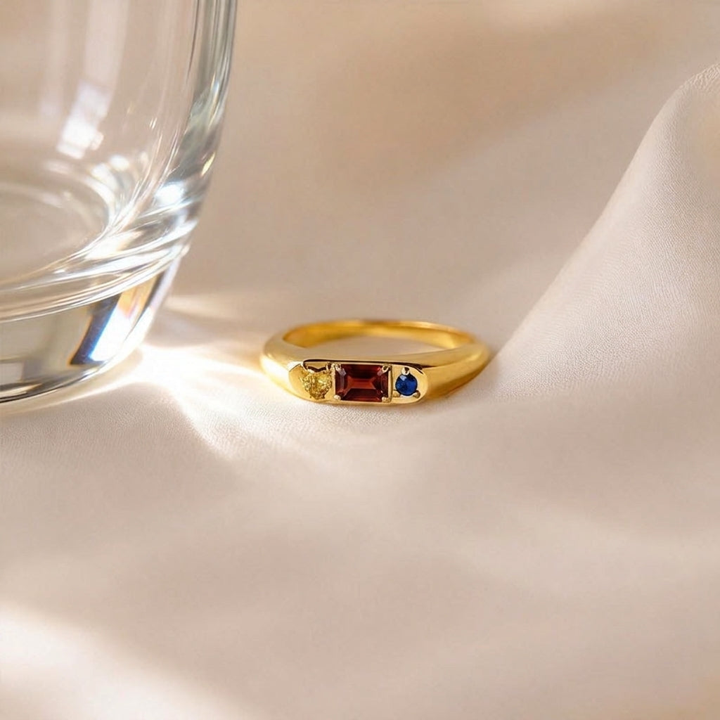 Custom Gemstone Signet Gold Colored Ring