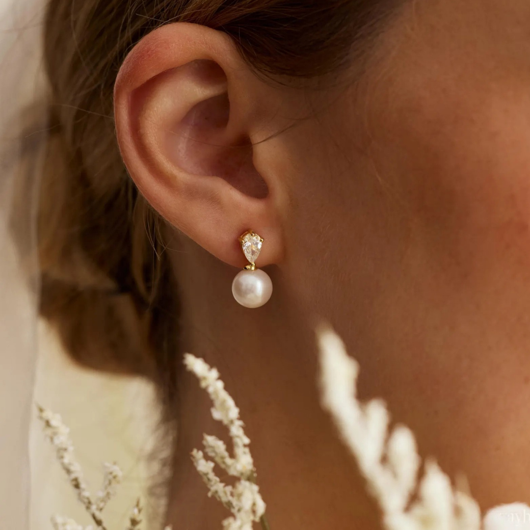 Natural Freshwater Pearl Tear Drop Earrings