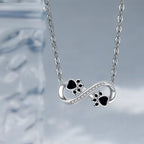 Infinity Paw Print Necklace With Zirconia
