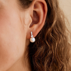 CZ Pearl Dangle Earrings