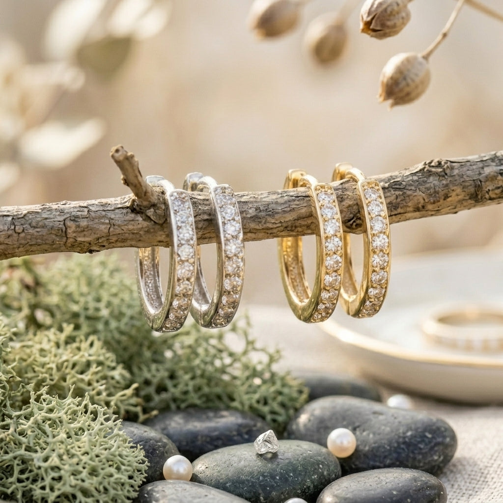 Minimalist CZ Huggie Hoop Earrings