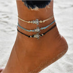 Sea Turtle Leather Anklet Bracelet