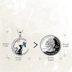 Moon Cat Butterfly Crystal Pendant Necklace