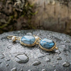 Blue Stone Pearl Earrings