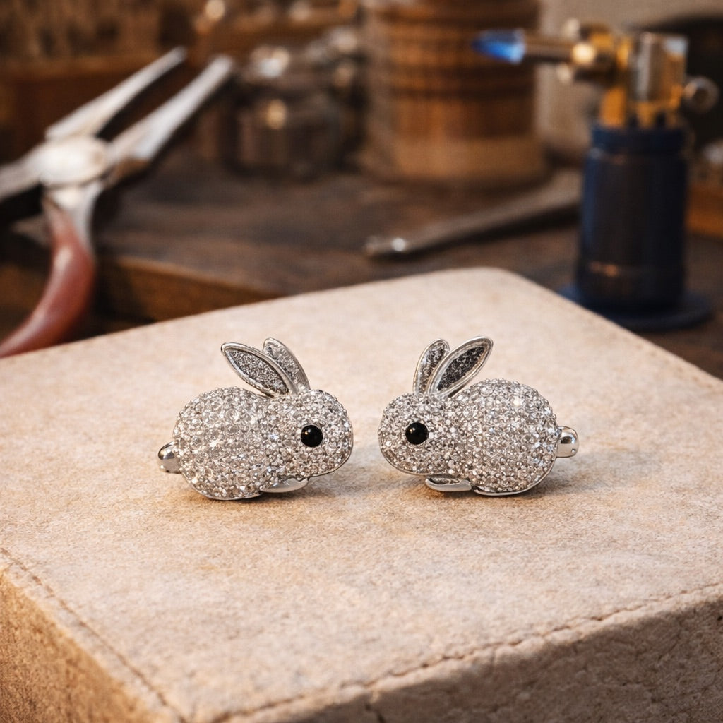 Cute Rabbit Crystal Stud Earrings