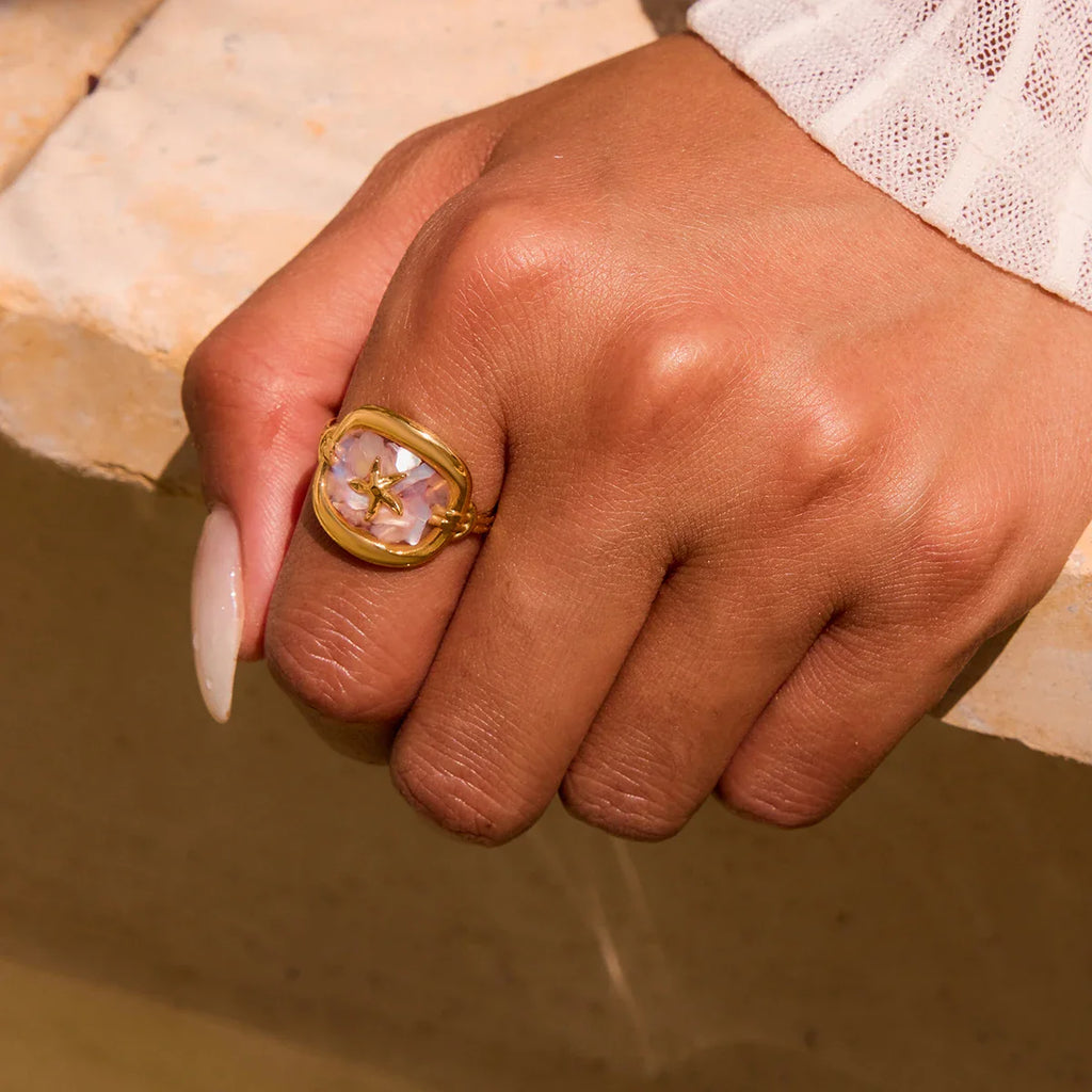 Ocean Starfish Shell Statement Ring