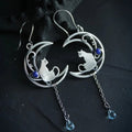 Blue Zirconia Cat Boho Earrings In Sterling Silver