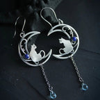 Blue Zirconia Cat Boho Earrings In Sterling Silver