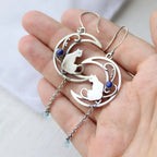 Blue Zirconia Cat Boho Earrings In Sterling Silver