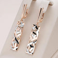 Elegant Geometric Rose Gold & Silver Bar Dangle Earrings