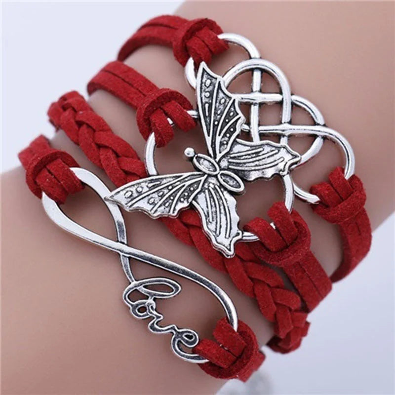 Vintage Love Butterfly Leather Bracelet