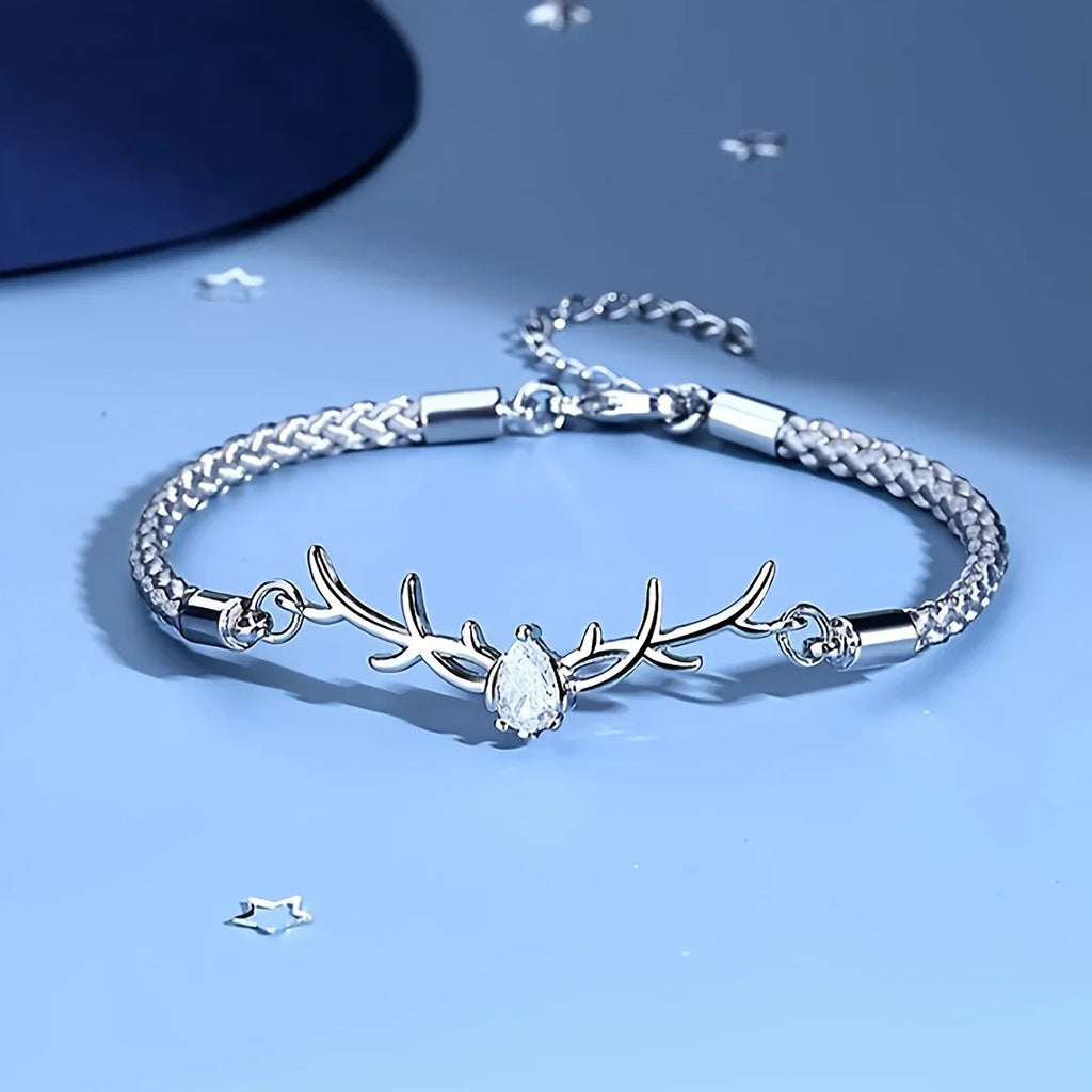 Deer Horn Heart Bracelet With Zircon